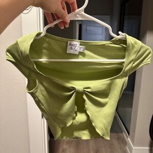 Princess Polly Light Green Ribbed Crop Top
